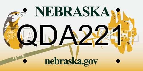 QDA221 Nebraska License Plate