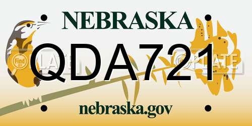 QDA721 Nebraska License Plate