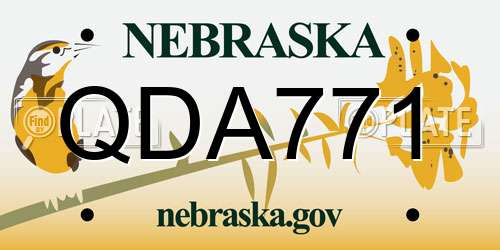 QDA771 Nebraska License Plate