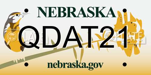 QDAT21 Nebraska License Plate