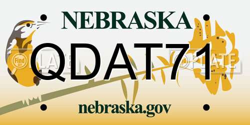 QDAT71 Nebraska License Plate