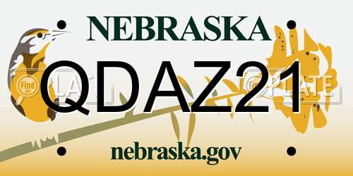 QDAZ21 Nebraska License Plate