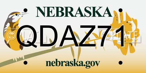 QDAZ71 Nebraska License Plate