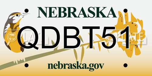 QDBT51 Nebraska License Plate