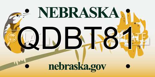 QDBT81 Nebraska License Plate