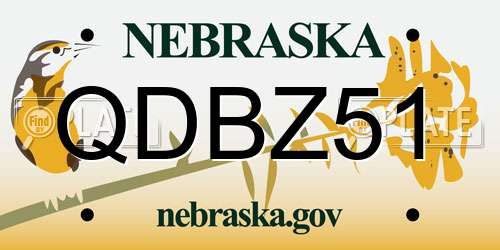 QDBZ51 Nebraska License Plate
