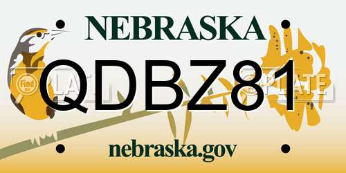 QDBZ81 Nebraska License Plate