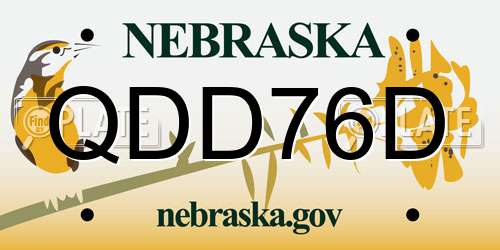 QDD76D Nebraska License Plate