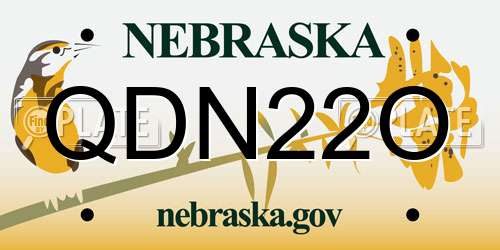 QDN22O Nebraska License Plate