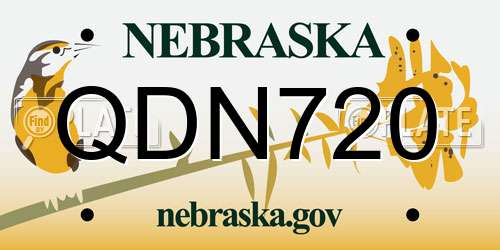 QDN720 Nebraska License Plate