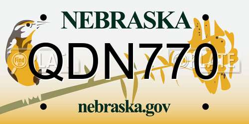 QDN770 Nebraska License Plate