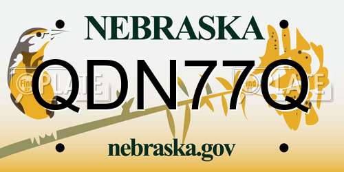QDN77Q Nebraska License Plate