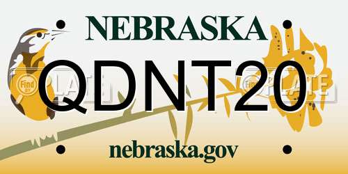 QDNT20 Nebraska License Plate
