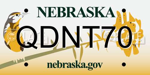 QDNT70 Nebraska License Plate