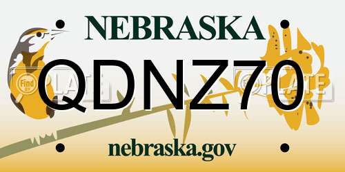 QDNZ70 Nebraska License Plate