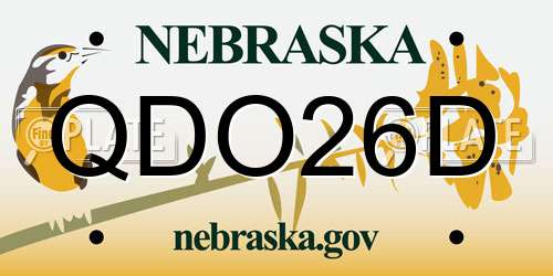 QDO26D Nebraska License Plate
