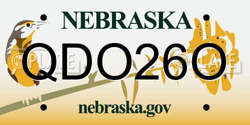 QDO26O Nebraska License Plate