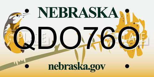 QDO76O Nebraska License Plate