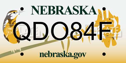 QDO84F Nebraska License Plate