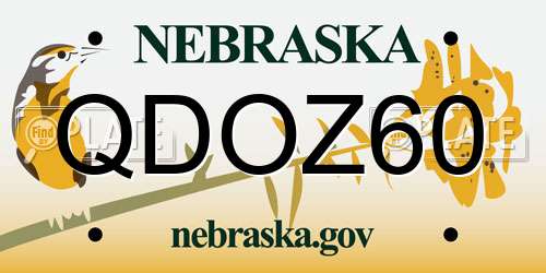 QDOZ60 Nebraska License Plate