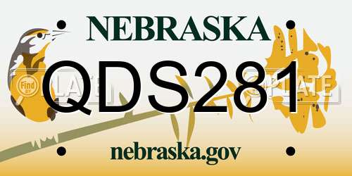 QDS281 Nebraska License Plate