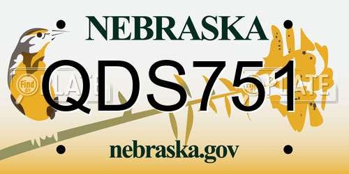 QDS751 Nebraska License Plate