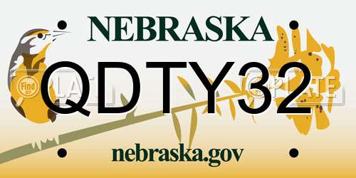 QDTY32 Nebraska License Plate