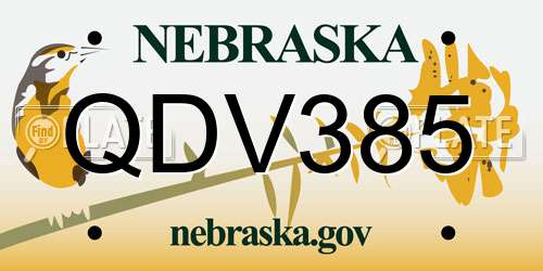 QDV385 Nebraska License Plate
