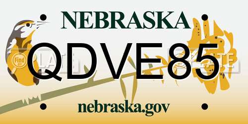 QDVE85 Nebraska License Plate