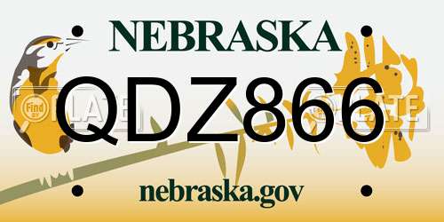 QDZ866 Nebraska License Plate