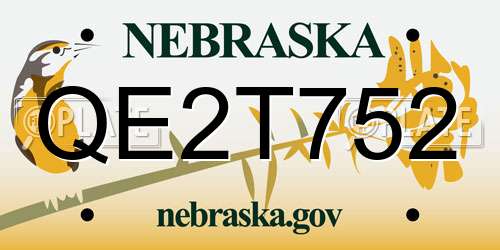 QE2T752 Nebraska License Plate