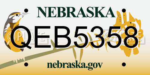 QEB5358 Nebraska License Plate