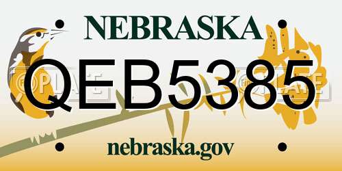 QEB5385 Nebraska License Plate