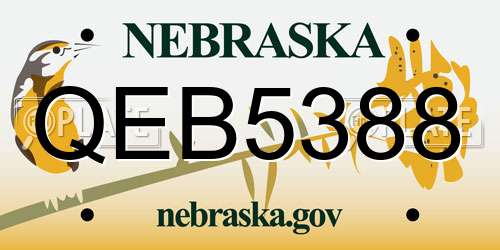 QEB5388 Nebraska License Plate