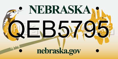 QEB5795 Nebraska License Plate