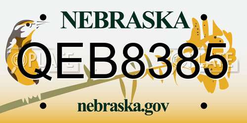 QEB8385 Nebraska License Plate