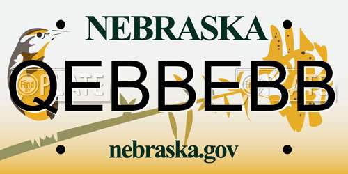 QEBBEBB Nebraska License Plate