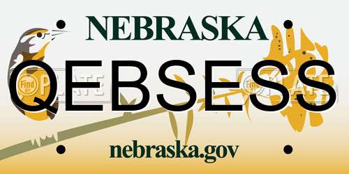 QEBSESS Nebraska License Plate