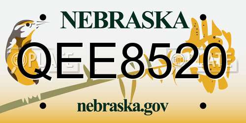 QEE8520 Nebraska License Plate