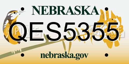 QES5355 Nebraska License Plate