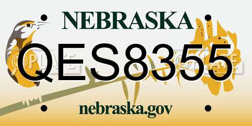 QES8355 Nebraska License Plate