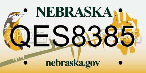 QES8385 Nebraska License Plate