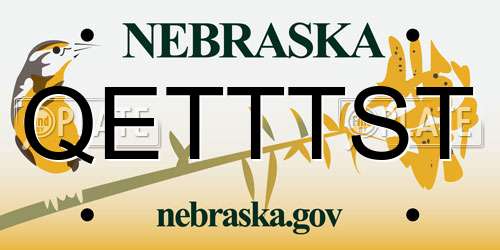 QETTTST Nebraska License Plate