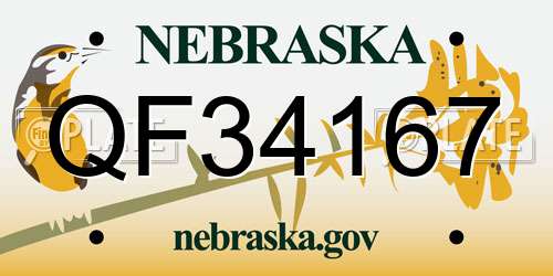QF34167 Nebraska License Plate