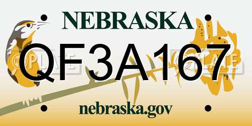 QF3A167 Nebraska License Plate