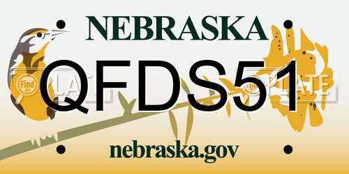 QFDS51 Nebraska License Plate
