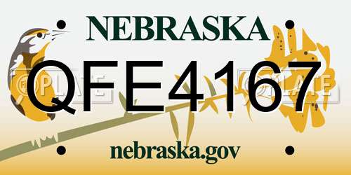 QFE4167 Nebraska License Plate