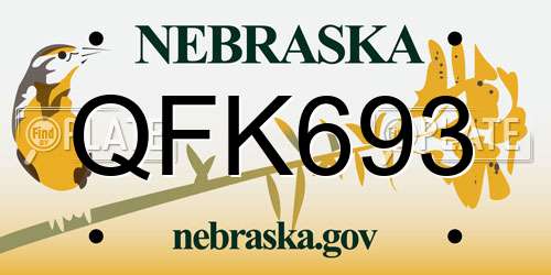 QFK693 Nebraska License Plate