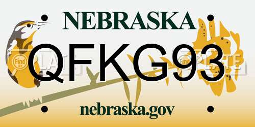 QFKG93 Nebraska License Plate