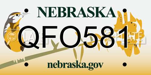 QFO581 Nebraska License Plate